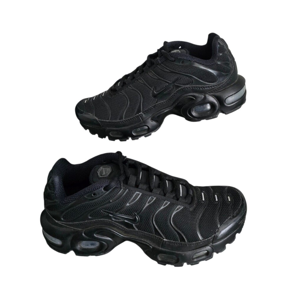Nike Air Max Plus GS Shoes Youth Size 4Y Triple Black Sneakers CD0609-001